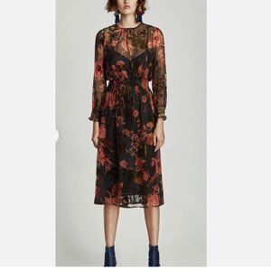 Zara devoré floral midi dress